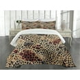 thumbnail image 3 of Ambesonne Leopard Quilted Bedspread Set 3 Pcs, Pattern with Heavy Details, Queen Size, Camel Dried Rose, 3 of 5