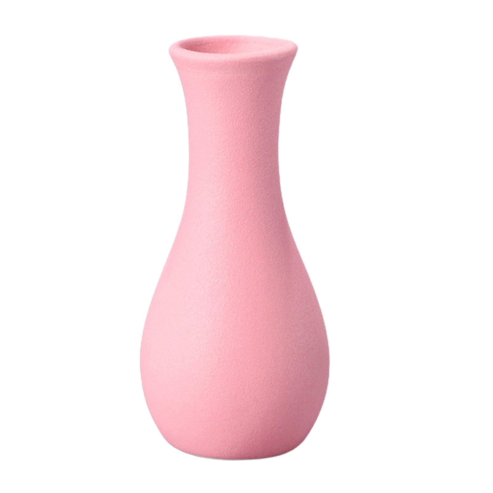 Pink Ceramic Flower Vase Cylinder Glazed Bottle Home Decor Ornament Gift 18cm 