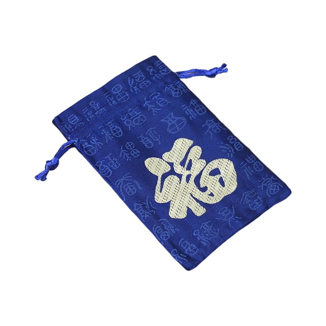 Chinese Jewelry Double-sided Embroidered Gift Drawstring Pocket Storage Bags Packing Adjustable Pouches Organizer Dark Blue
