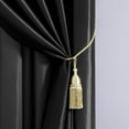 thumbnail image 3 of Chezmoi Collection Royal 4-Piece Jacquard Floral Window Curtain Set, Black/Gold, 3 of 6