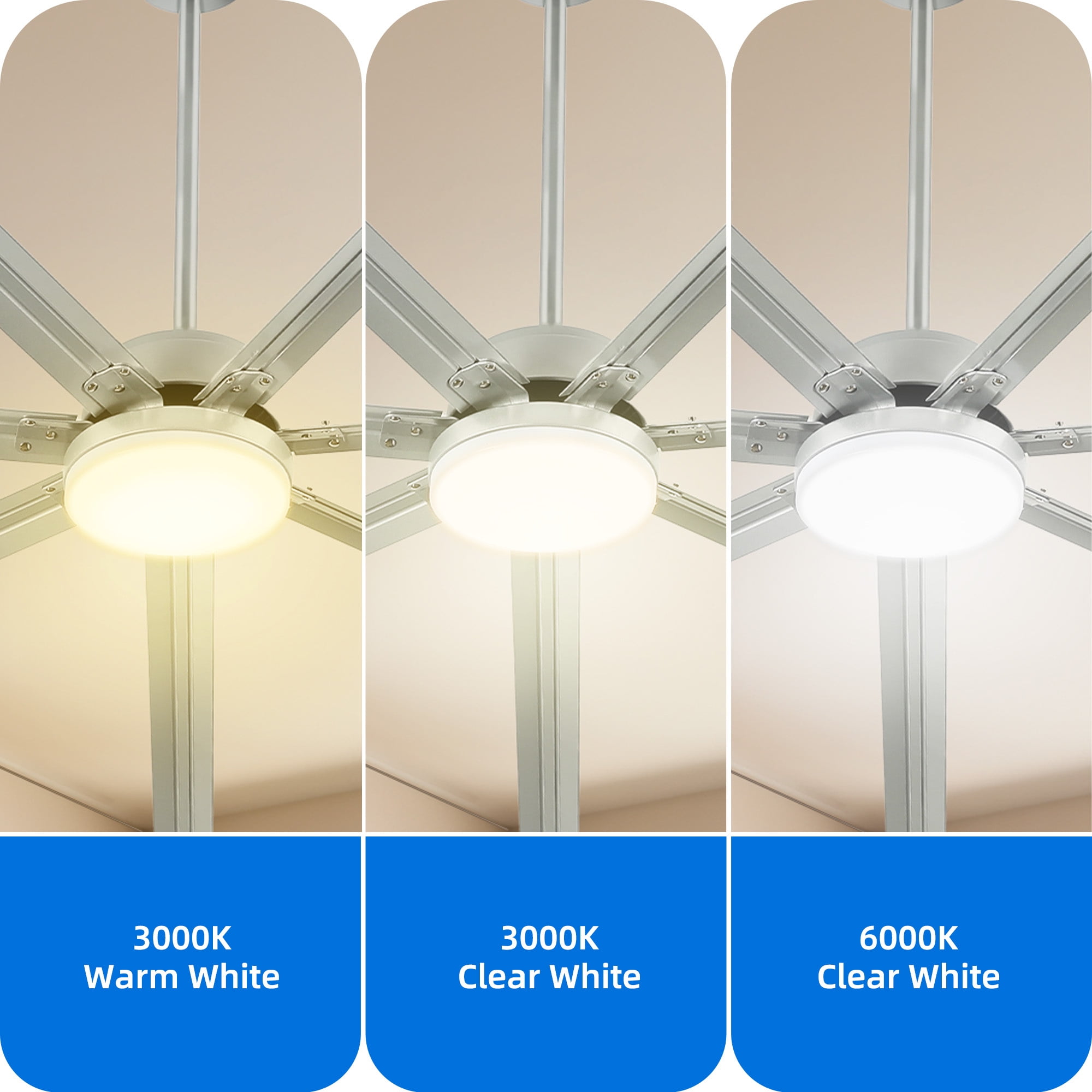 Dextrus 96 Inch Ceiling Fan with Lights and Remote Control, Large Ceiling Fan with 6-Speed,7 Aluminum Blades - Nickel