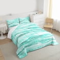 thumbnail image 3 of Castle Fairy Abstract Teal Stripes Queen Comforter Set,Mid Century Bedding Comforter Set, 3 of 8
