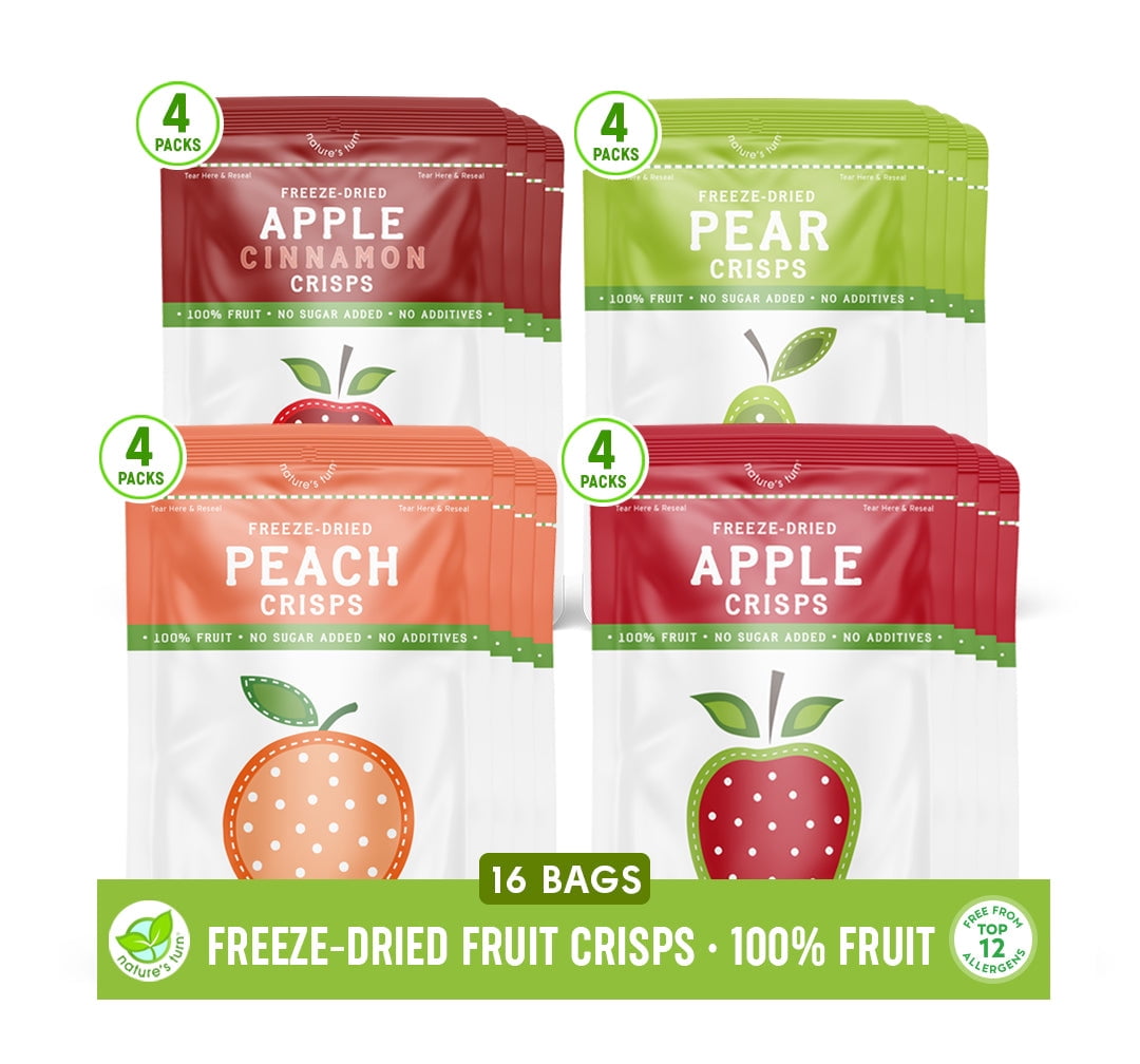Nature’s Turn Freeze-Dried Fruit Crisps Orchard Variety Pack, No Added Sugar, Healthy Fruit Crisp Snack for School Lunches, 16 Pack (0.53 oz Each)
