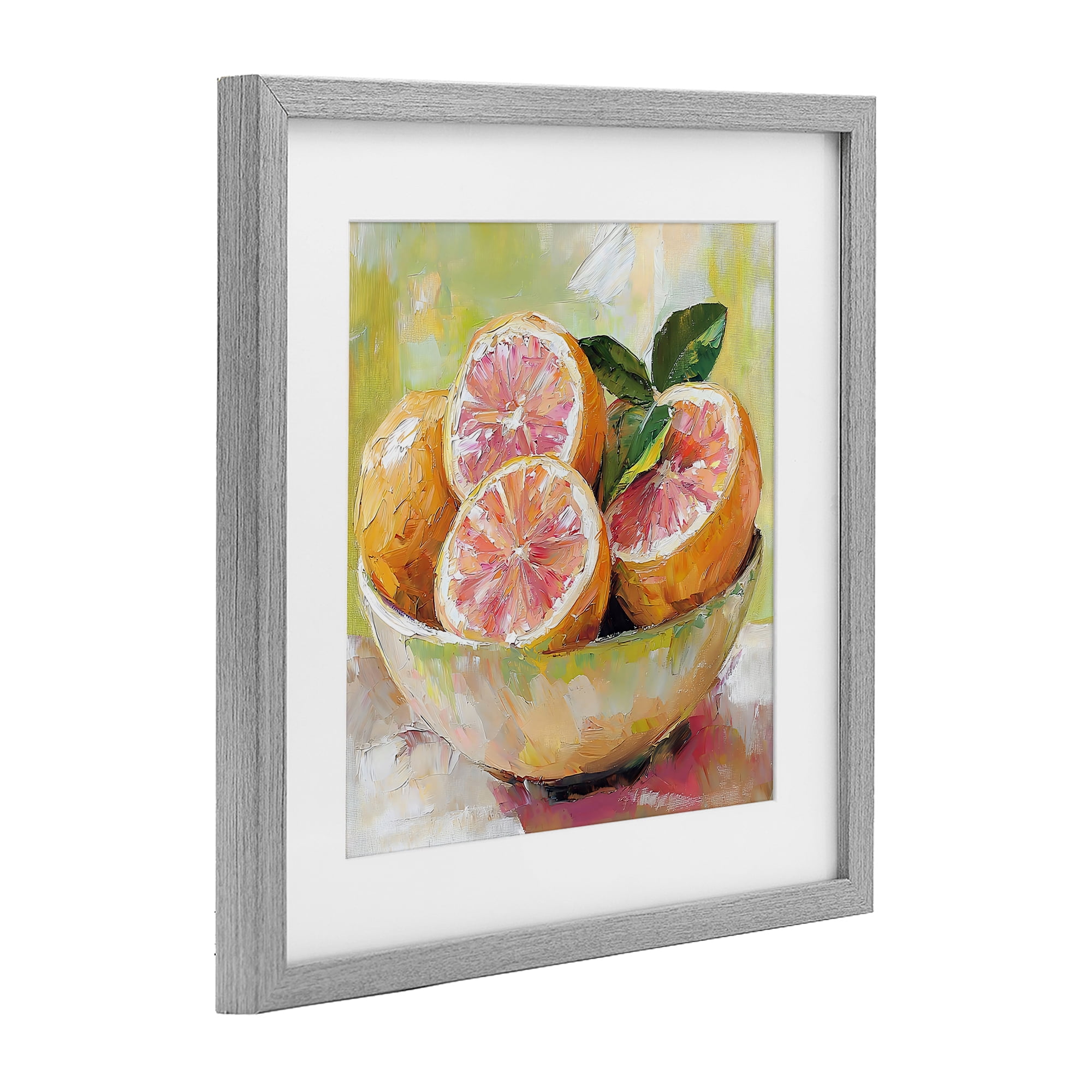 Stupell Industries Bold Grapefruit in Ceramic Bowl Gray Framed Print Under Glass, design by Riley B