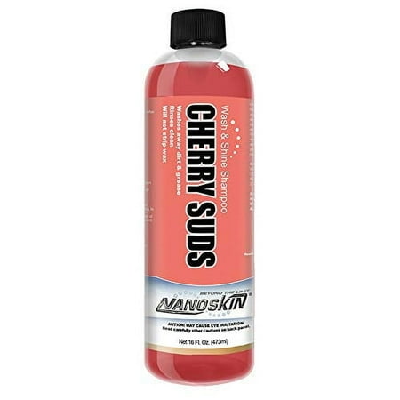 Nanoskin CHERRY SUDS Foaming Car Wash Shampoo 16 Oz. - Works with Foam Cannon, Foam Gun, Bucket Washes, Car Soap for Pressure Washer | Safe for Cars Trucks, Motorcycles, RVs & More | Cherry Scented