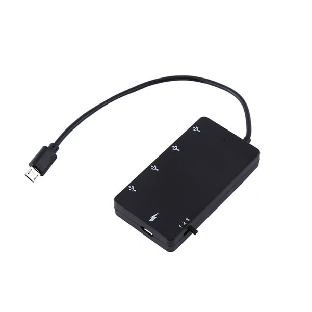HUB USB, Concentrador Micro USB de 4 Puertos, Divisor USB, Extensor USB Con Adaptador de Extensión USB2.0 OTG, Cable de Carga para Teléfono Inteligente y Tableta