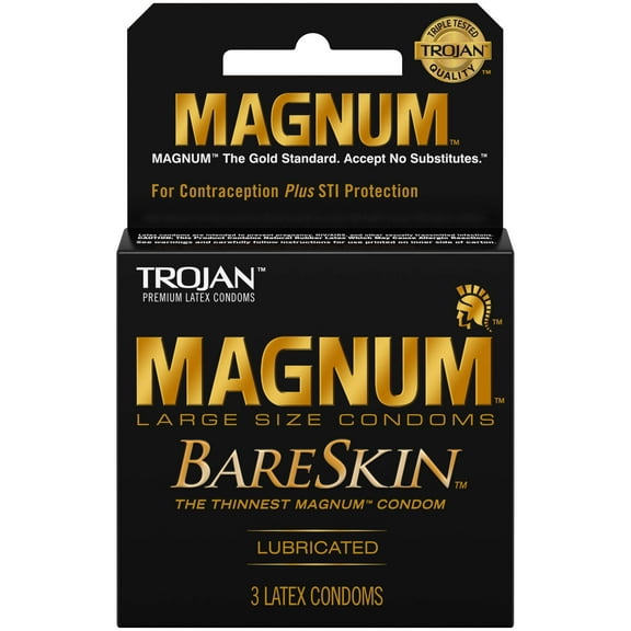 Trojan Magnum Bareskin Male Condoms, 3Count Pack of 5