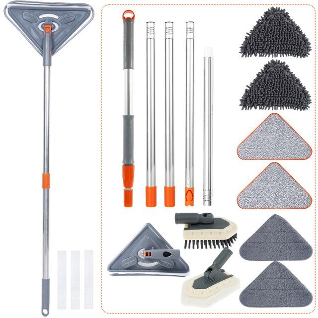CUITING 82 Inch Wall Mop with Long Handle 360° Rotatable Wall Cleaner with 39.8-82 Inch Extension Pole Triangle Mop Kit