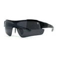 thumbnail image 2 of Classic Mens Baseball Half Rim Shield Sport Plastic Sunglasses Black Grey, 2 of 4