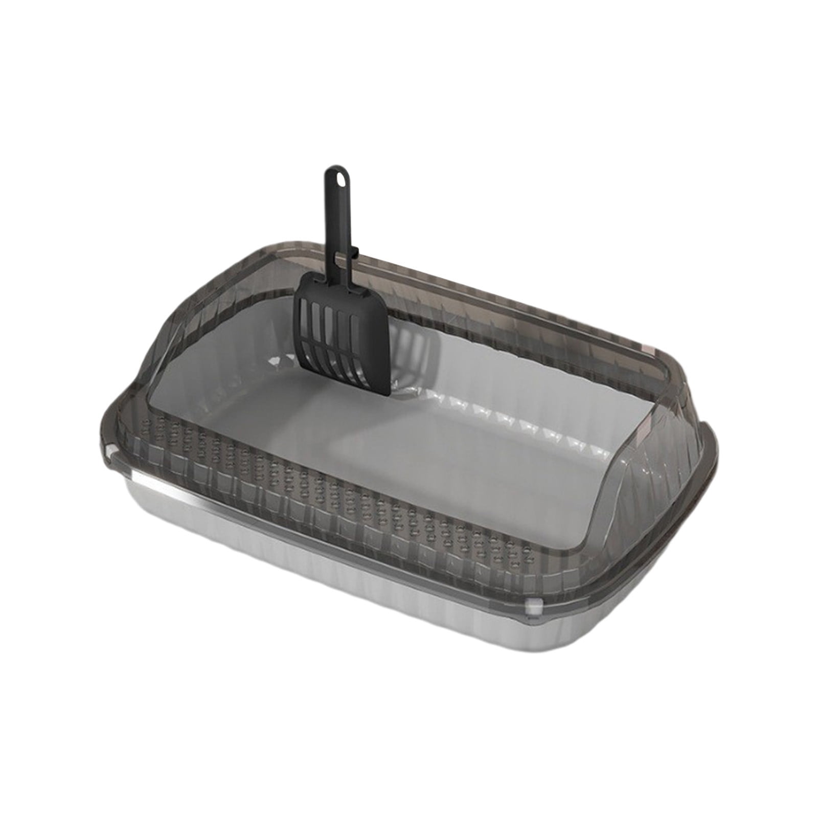 LEFTHIGH Home Semi Enclosed High Side Cat Litter Box 18.9x12.6x4.7 Inch with Splash Proof Design for Large Cats Includes Shovel Yellow Green Light Yellow Gray Room Decor