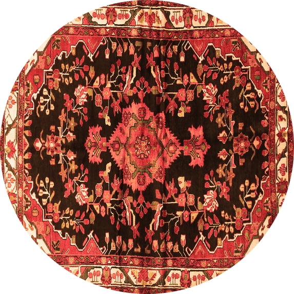 Ahgly Company Indoor Round Persian Orange Traditional Area Rugs, 4' Round