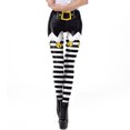 thumbnail image 1 of Nadanbao-pantalones de fiesta navideños para mujer, mallas con estampado de rayas verdes, medias elásticas de cintura media, 1 of 5