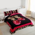 thumbnail image 3 of Feelyou Leopard Print Bow-tie Twin Comforter Sets, Cartoon Red Cherry Bedding Set, 2-Piece, 3 of 8