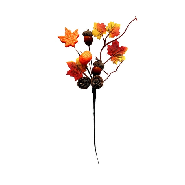 Thanksgiving Decorative Flower Branch Cuttings Pumpkin Maple Leaf Flower Branch-F 28cm