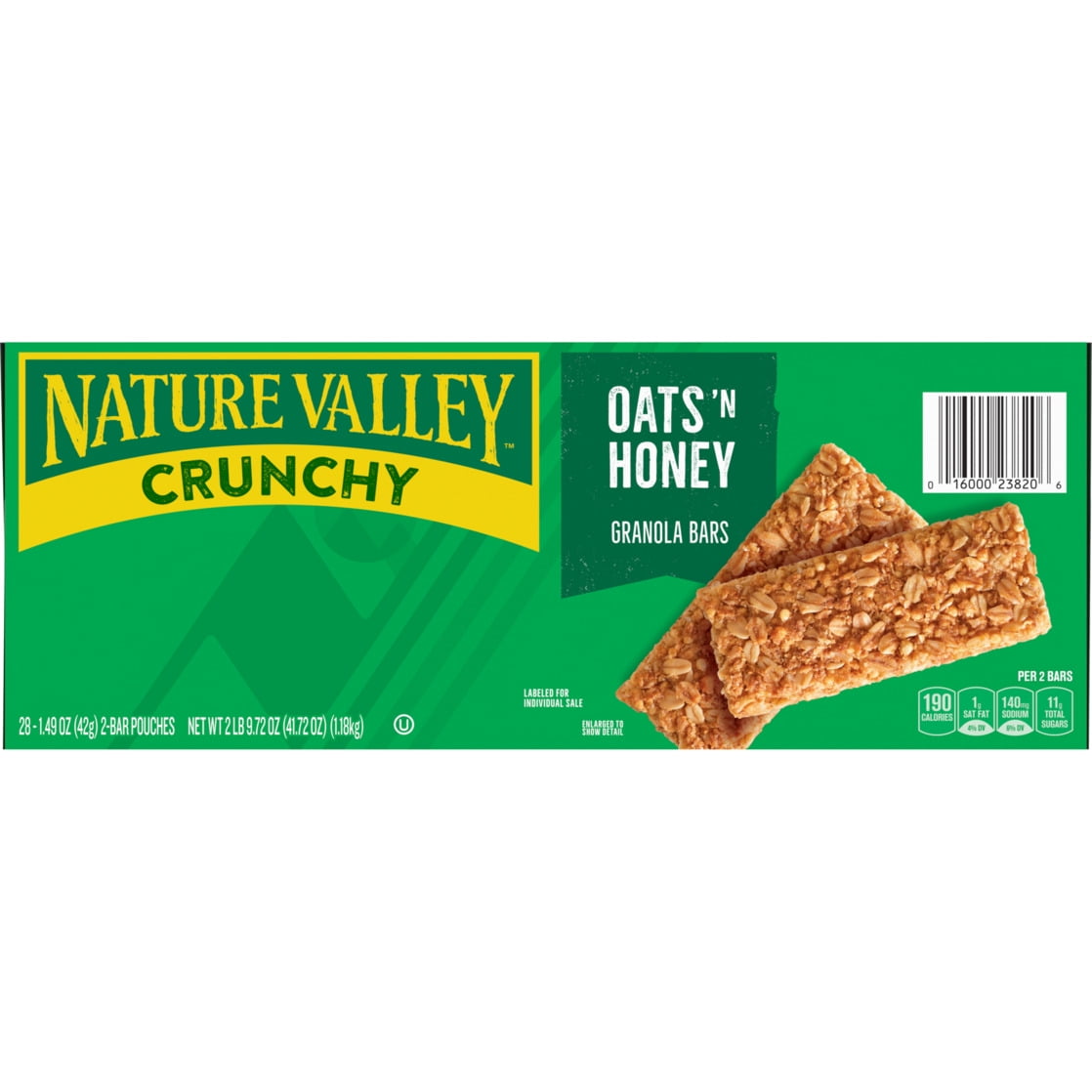 Nature Valley Crunchy Granola Bars, Oats 'n Honey, 56 Bars, 41.72 OZ (28 Pouches)