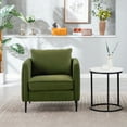 thumbnail image 2 of Velvet Comfy Single Sofa Chair in  Mid-Century Modern Armchair with 1 Pillow and Metal Legs for Living Room Office, 2 of 17