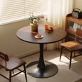 thumbnail image 7 of 24 Inch Round Dining Table for 2-4 People with Walnut Tabletop,Mid-Century Walnut Tulip Kitchen Table, Pedestal Base Table for Small Space Kitchen Dining Living Room, 7 of 7
