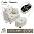 thumbnail image 3 of LITVZ Oversized Accent Chair with Ottoman, Beige Chenille Modern Armchair and Storage Ottoman Set for Bedroom Living Room Dorm, 3 of 10