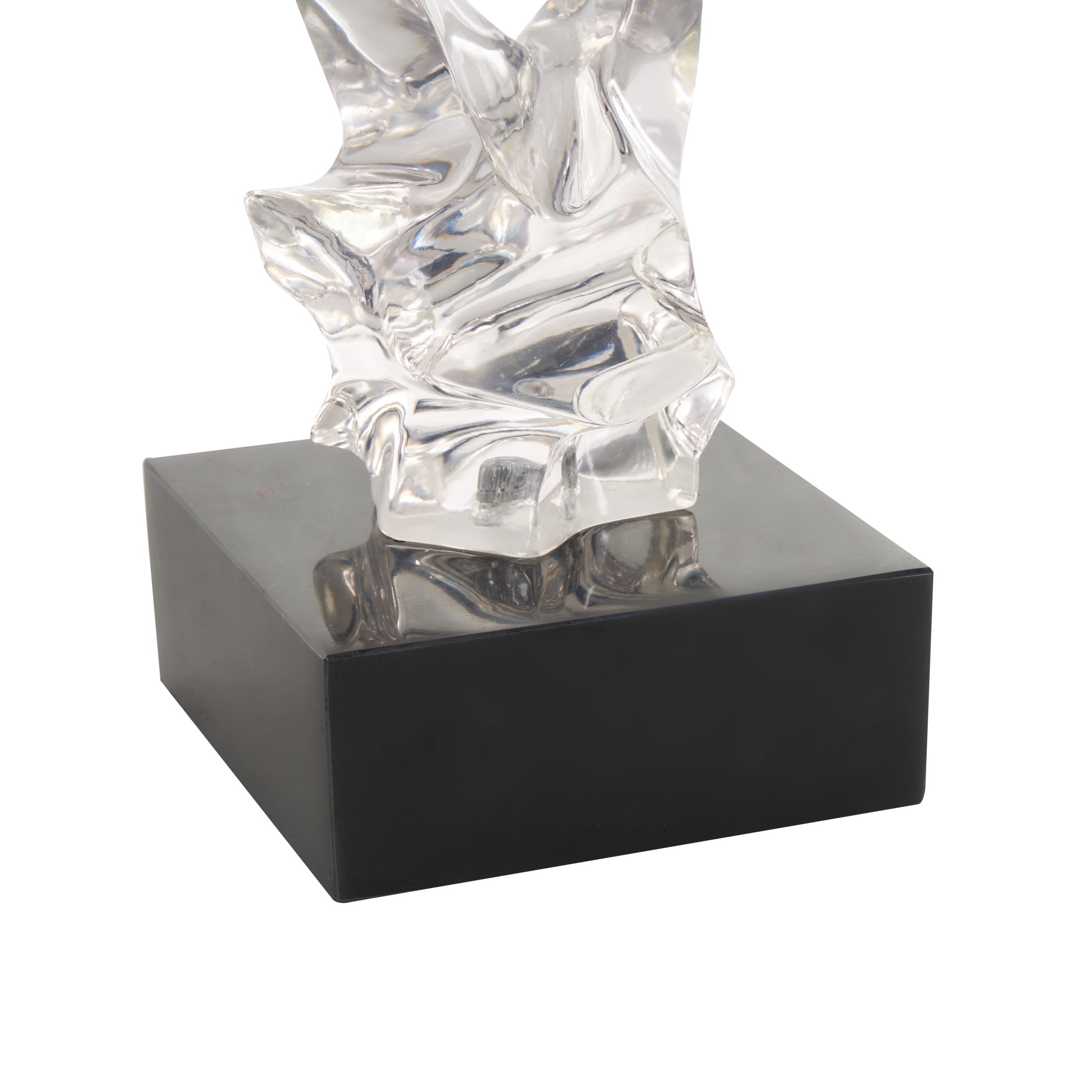 14" x 29" Clear Resin Abstract Sculpture with Black Square Base, by DecMode