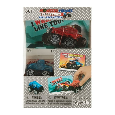 Way To Celebrate Valentine's Day Monster Truck Valentines, 6 Count