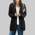 thumbnail image 2 of Wyobmus Womens Long Cardigan Sweaters Plus Size Knit Cardigan Solid Loose Long Sleeves Cable Knit Blouse Cardigan Coat Black, 2 of 6