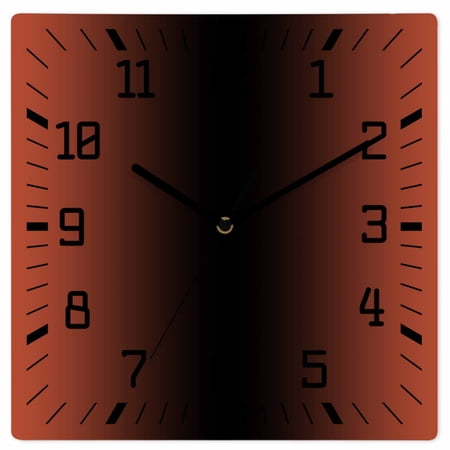Red Black Ombre Wooden Wall Clock Silent Non Ticking, Modern Gradient Abstract Art Square Wall Clocks Battery Operated, Decor Clock for Home Office, Living Room, Kitchen, 12 Inch