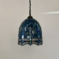 thumbnail image 6 of Tiffany Blue Stained Glass Dragonfly 10-Light Pendant Lights with Stained Glass 10"W*10"D*60"H, 6 of 7