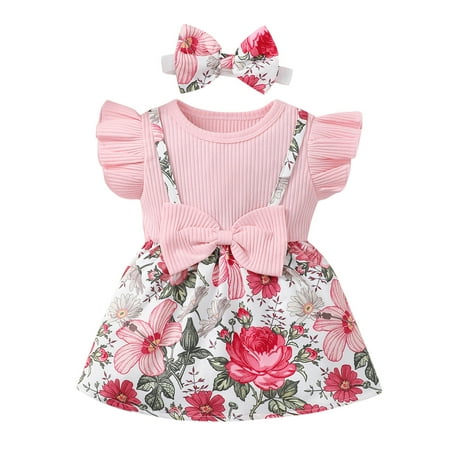 

KI-8jcuD Girls Western Dress Toddler Girls Fly Sleeve Floral Prints Ribbed Princess Dress Headbands Clothes Set Princess Tulle Dress Wander Watch for Kids Baby Girl Birthday Outfit Plus Size Fall Dr