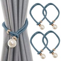 Bxaolu Curtain Tie Backs 4Pack, Big Pearl Curtain Straps Indoor Outdoor for Home, Office Decoration (Blue)