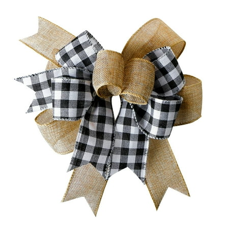 

Plaid Bow Burlap Black White Plaid Bows For Wreath Kitchen Black White Burlap Bows Christmas Wreath Bows Large Plaid Wreath Fan Chain Decorative Girls Easter Ornament Fireplace Christmas Garland And