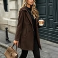 thumbnail image 6 of Cmfcve Womens Plus Size Hooded Coats Double‑Breasted Mid Length Overcoat Long Sleeve Casual Outerwear Jacket, 6 of 8