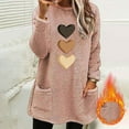 thumbnail image 2 of Sexlip Valentines Outfits for Women Oversized Sherpa Lined Pullover Tops Love Heart Graphic Crewneck Tunic with Pockets White M, 2 of 7