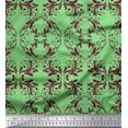 thumbnail image 1 of Soimoi Green Cotton Duck Fabric Quaterfoil Damask Print Sewing Fabric Yard 42 Inch Wide, 1 of 1
