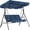 Blue, variant on Gaderth 3-Seat Outdoor Patio Porch Swing with Adjustable Canopy, Adjustable Canopy,  1.6" Thick Cushioned Seat Backyard Yard Swings Chair, Steel Frame Swing Outdoor Chair for Backyard, Front Porch
