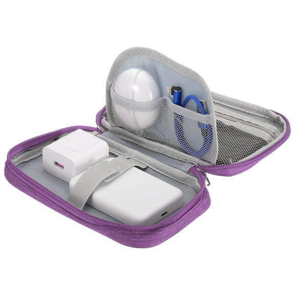 Uxcell Travel Electronic Organizer, Small Cable Organizer Bag Pouch, Purple