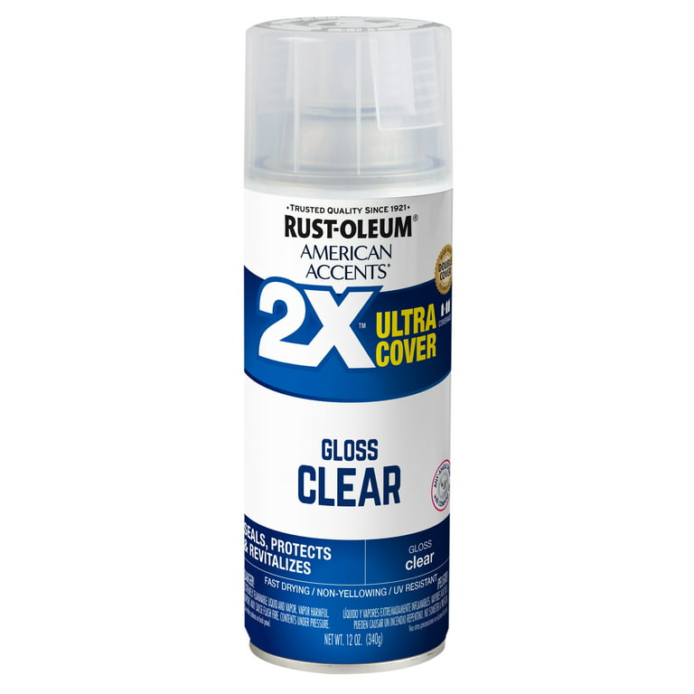Clear, Rust-Oleum American Accents 2X Ultra Cover Gloss Spray Paint- 12 oz  