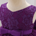 thumbnail image 4 of IBTOM CASTLE Baby Girls Formal Dress Lace Bowknot Baptism Embroidery Princess Birthday Wedding Flower Tutu Gown with Headwear 9-12 Months Dark Purple, 4 of 8