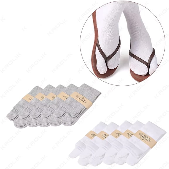 5 Pair Two-toe Socks Women Men Sweaty Nonslip Split Separate Tabi Toes Socks Fiber Deodorant Long Stockings Solid Shoe
