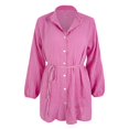 thumbnail image 3 of WILLBEST Robes pour Femmes Robes Décontractées à Volants avec Cordon Manches Longues Évasées Été Robe Mini Unie, 3 of 4