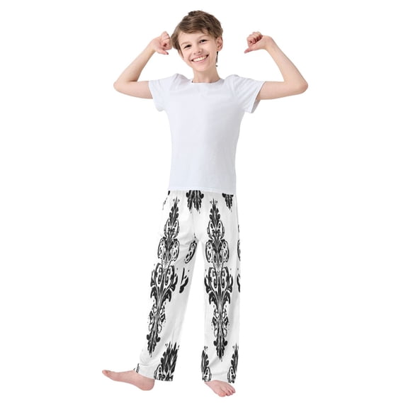 Iauyy Boys Pajama Pants for Boys-Cotton-Like Modal PJ Bottoms for Kids-Relaxed Fit-Soft Sleep Pants in Sizes 6Y-14Y (S-XL),Traditional Tattoo Designs