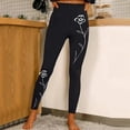 thumbnail image 2 of Gibobby Pantalones térmicos para mujer Pantalones de yoga deportivos apretados de moda casual para mujer Leggings con estampado de flores(Negro,M), 2 of 4