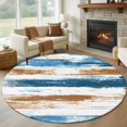 thumbnail image 3 of Vintage Blue Round Area&nbsp;Rug 8ft Brown Wood Grain Texture Abstract Contemporary Non-Slip&nbsp;Washable Circle Rugs Soft Felt Indoor Floor Mat for Bedroom Kitchen Living Room Bathroom, 3 of 9