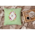 thumbnail image 4 of Japanese Spitz Green Flowers Fabric Decorative Pillow, 4 of 4