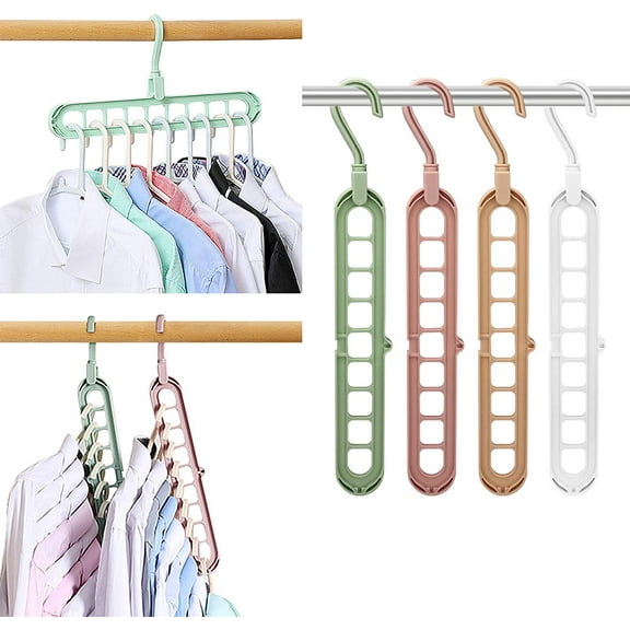 Artrylin Plastic 9-Tier Clothes Hangers, Multicolor, 4 Pack