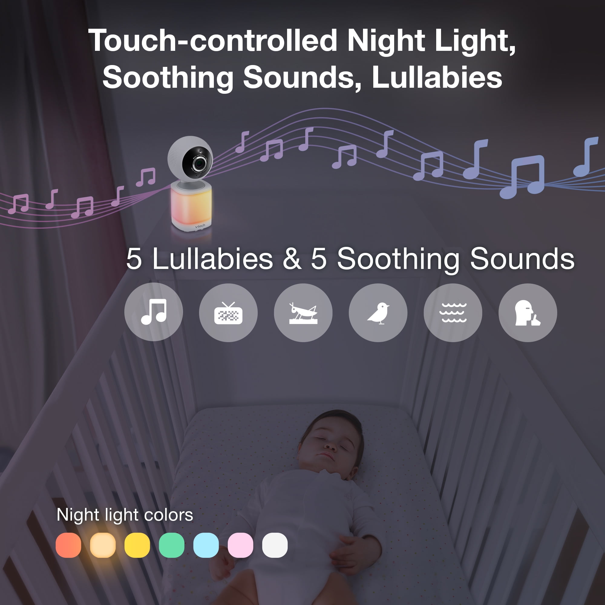 VTech VM7468HQ 7″ Digital Video Baby Monitor – Pan-Tilt-Zoom, Multi-Color Night-Light & 1,000 ft Range