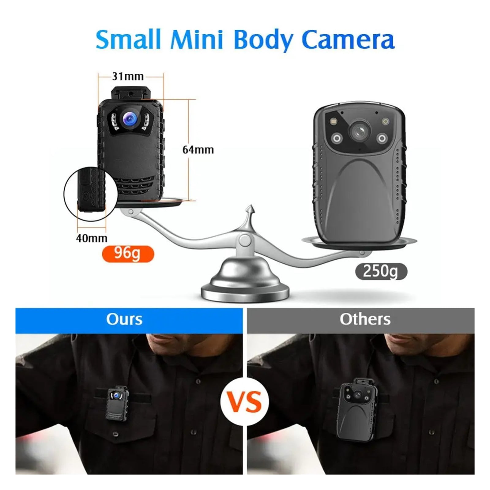 N9 1296P Body Cam 256GB Recording Wearable Camera Video Recorder for Police Camera Security Night Vision Mini Camera