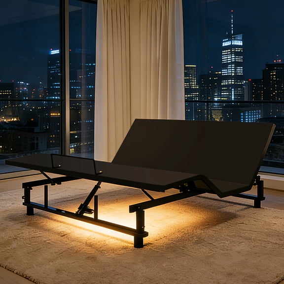 Quiet King Size Adjustable Bed Base Zero Gravity Head Foot Incline USB Nightlight