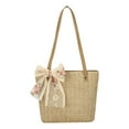 thumbnail image 1 of CHUANK Knitted Bag Handmade Straw Bag Bucket Bag Shoulder Bag (Dark Beige), 1 of 6