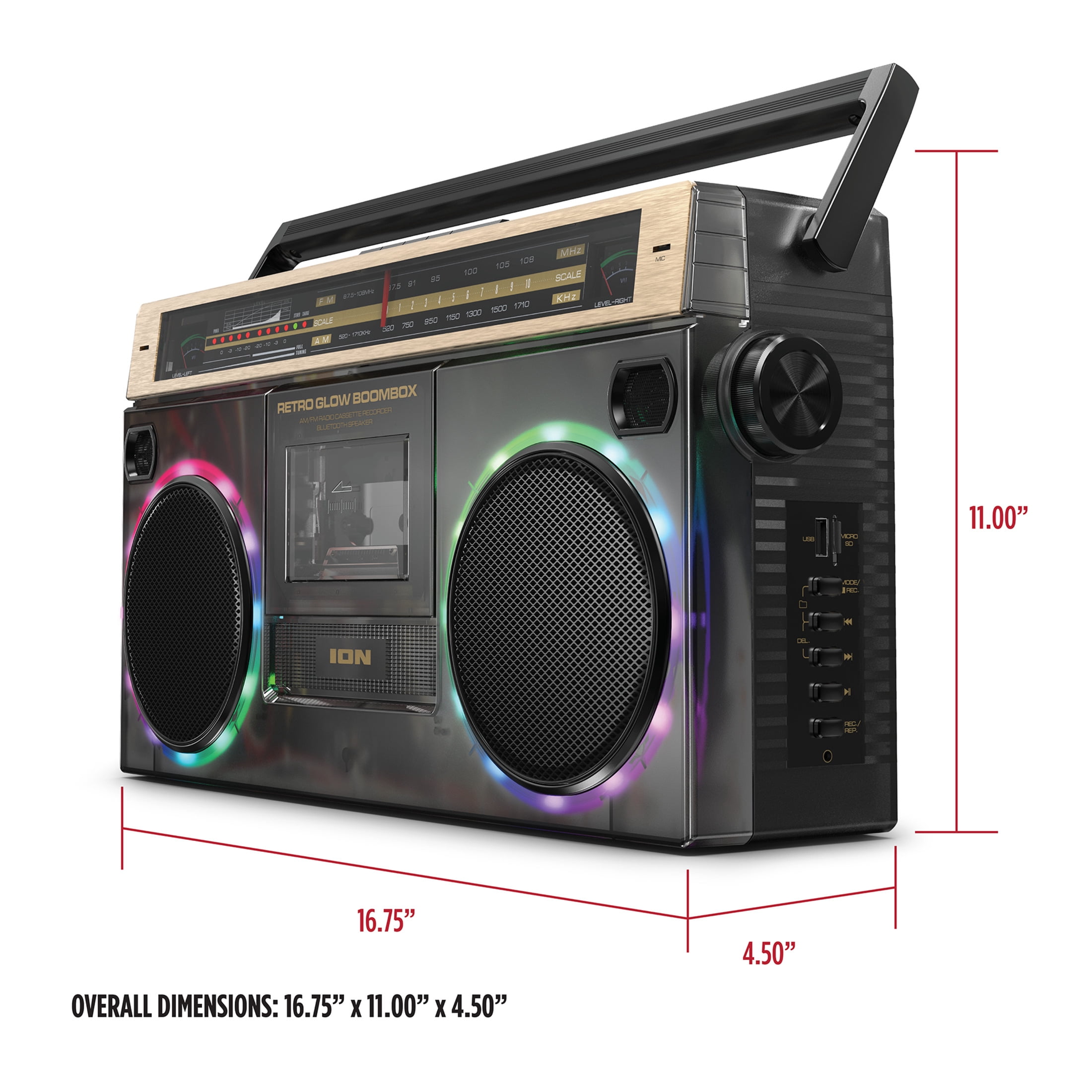 ION Audio Retro Glow Black / Gold - Translucent Bluetooth Cassette Boombox