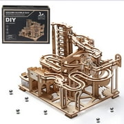 Jr. 3D Wooden Puzzles for Adults, 225 Marble Run Wood to Build, Electric Driven Mechanical Model Building Kit, DIY Gift for Aged 14+, Roller Coaster